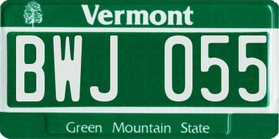 VT license plate BWJ055