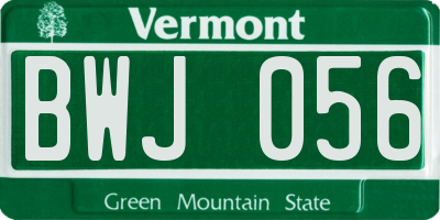 VT license plate BWJ056