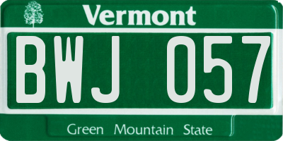 VT license plate BWJ057