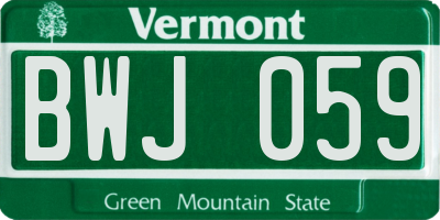VT license plate BWJ059