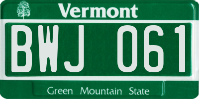 VT license plate BWJ061