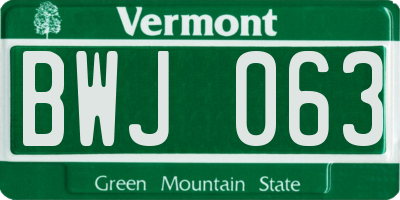 VT license plate BWJ063