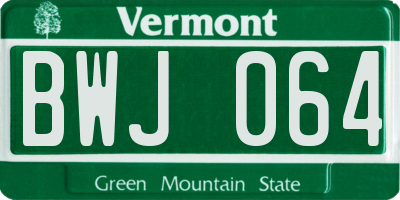 VT license plate BWJ064