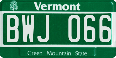 VT license plate BWJ066