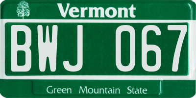 VT license plate BWJ067