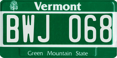 VT license plate BWJ068