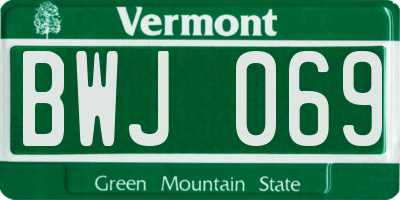 VT license plate BWJ069