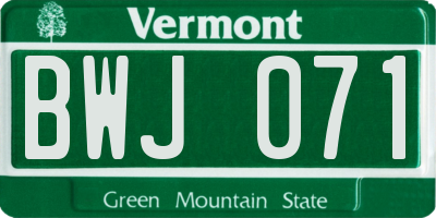VT license plate BWJ071