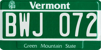 VT license plate BWJ072