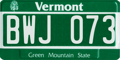 VT license plate BWJ073