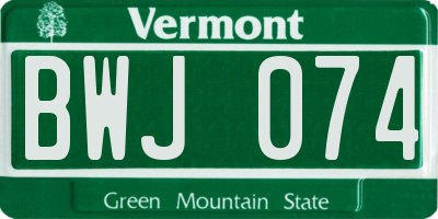 VT license plate BWJ074