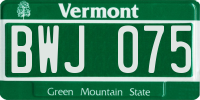 VT license plate BWJ075