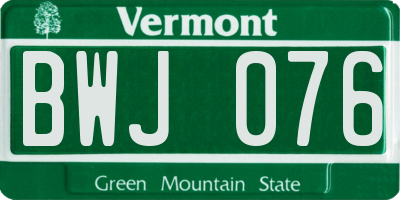 VT license plate BWJ076