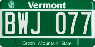 VT license plate BWJ077