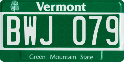 VT license plate BWJ079