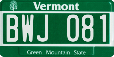 VT license plate BWJ081
