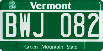 VT license plate BWJ082