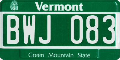 VT license plate BWJ083