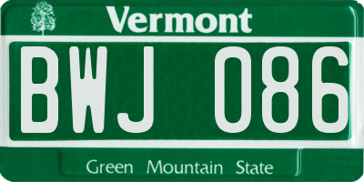 VT license plate BWJ086