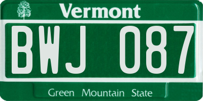 VT license plate BWJ087