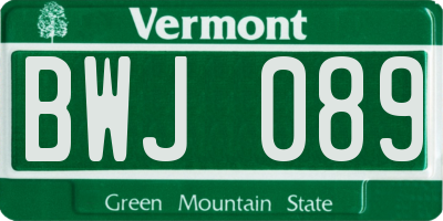 VT license plate BWJ089