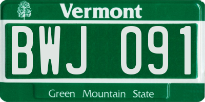 VT license plate BWJ091