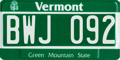 VT license plate BWJ092