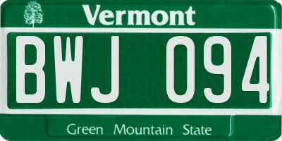 VT license plate BWJ094