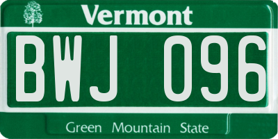 VT license plate BWJ096