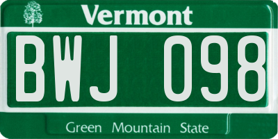 VT license plate BWJ098