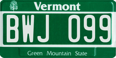VT license plate BWJ099