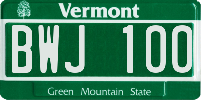 VT license plate BWJ100
