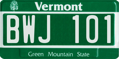VT license plate BWJ101