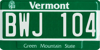 VT license plate BWJ104