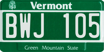 VT license plate BWJ105
