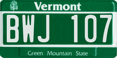 VT license plate BWJ107