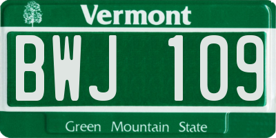 VT license plate BWJ109