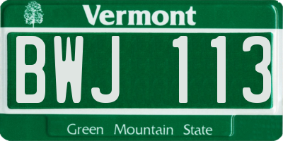 VT license plate BWJ113