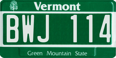 VT license plate BWJ114