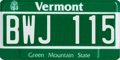 VT license plate BWJ115