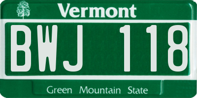 VT license plate BWJ118