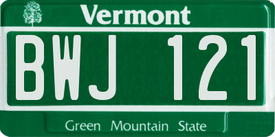 VT license plate BWJ121