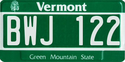VT license plate BWJ122