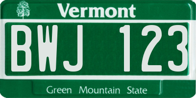 VT license plate BWJ123