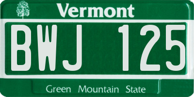 VT license plate BWJ125