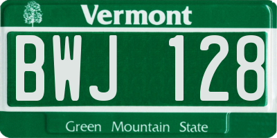 VT license plate BWJ128