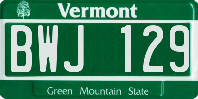 VT license plate BWJ129