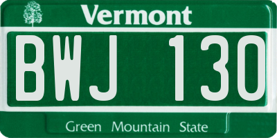 VT license plate BWJ130