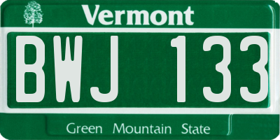 VT license plate BWJ133