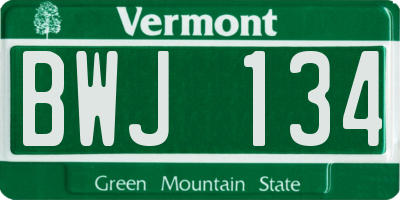 VT license plate BWJ134